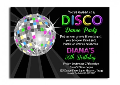 Disco Ball Neon Party Invitation