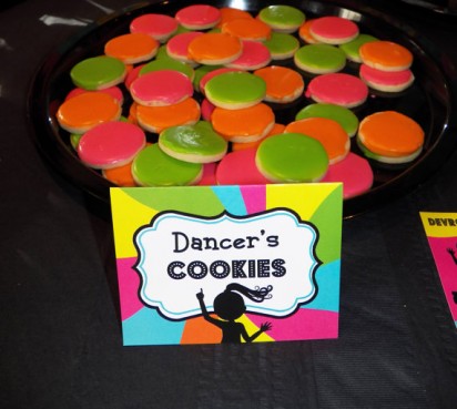 Neon Dance Party Tent Style Food Labels