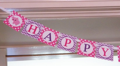 Pink Pig Happy Birthday Banner