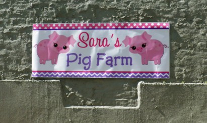 Pink Pig Party Big Banner
