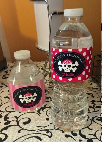 Pirate Princess Water Bottle Labels