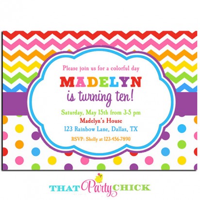 Rainbow Chevron Dots Invitation