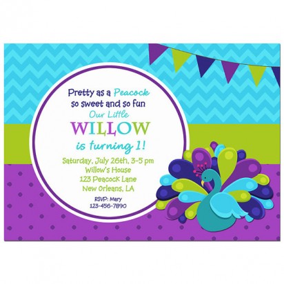 Peacock Party Invitation - Pretty as a Peacock Collection