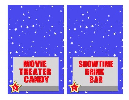 Outdoor Movie Party Tent Style Food Labels