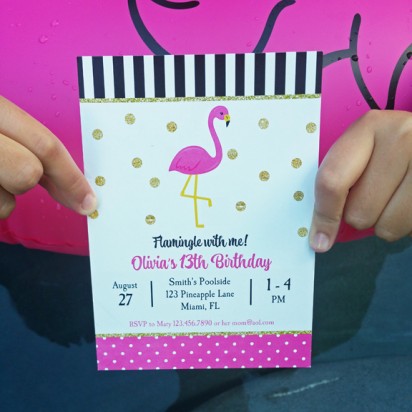 Pink Flamingo Party Invitation