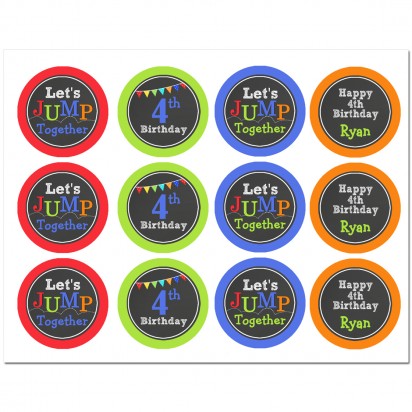 Jump Trampoline Party Cupcake Toppers