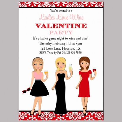 Ladies Night Valentine Party Invitation 