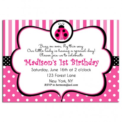 Pink Ladybug Party Invitation - Pink Ladybug Collection