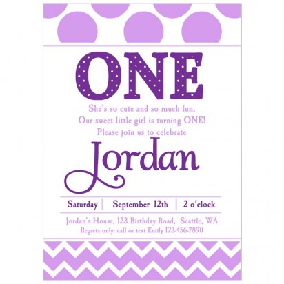 Lavender Chevron Dots Party Invitation - Purple Love