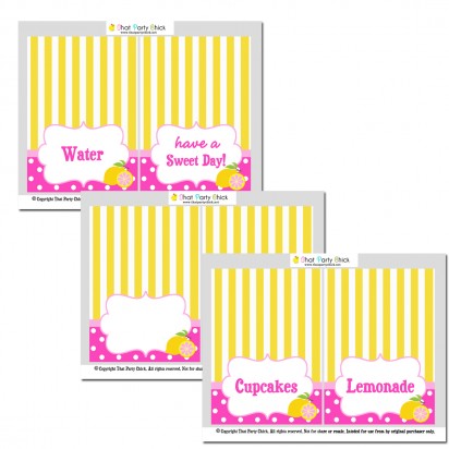 Pink Lemonade Party Food Labels