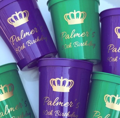 Mardi Gras Crown Personalized Stadium Cups