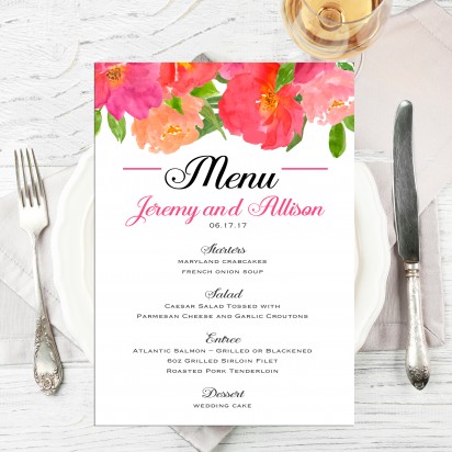 Floral Wedding Menu