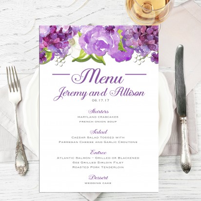 Wedding Menu Majestic Purple