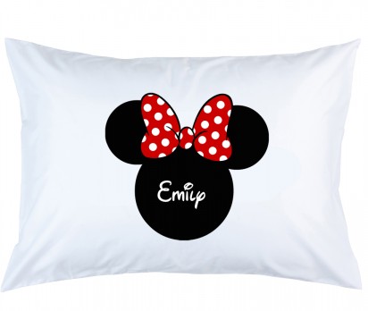 Personalized Minnie Mouse with Red Bow Pillow Case