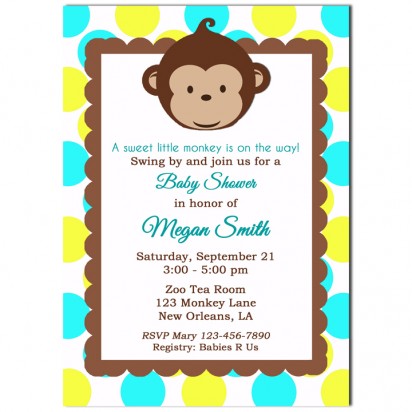 Monkey Boy Baby Shower Invitation