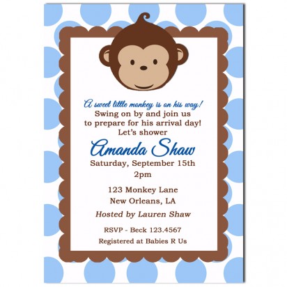 Mod Monkey Blue Invitation