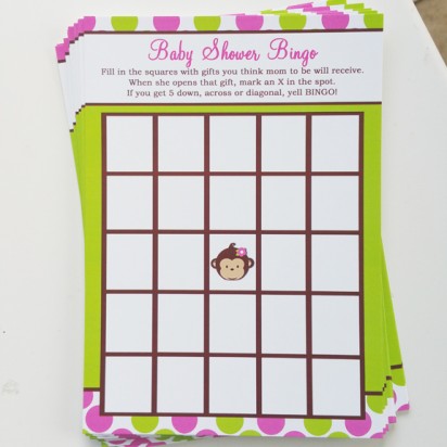 Mod Monkey Baby Shower Bingo