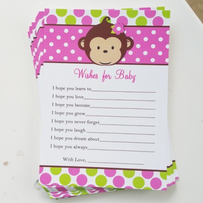 Mod Monkey Girl Wishes for Baby Cards