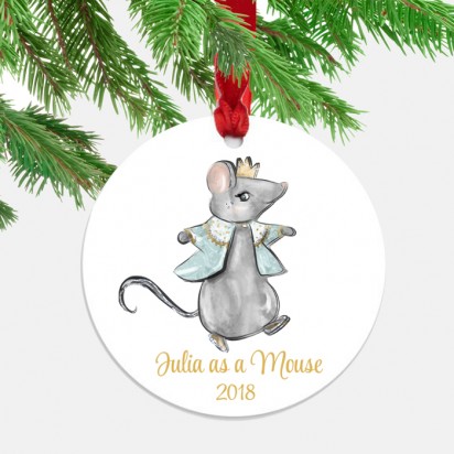 Blue Mouse Ornament with ANY Wording