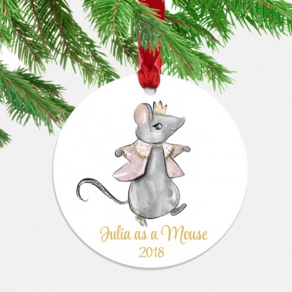 Pink Mouse Ornament with ANY Wording