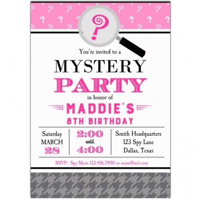 Girl's Mystery Detective Spy Invitation 