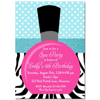 Spa Party Invitation - Nail Polish Glitter