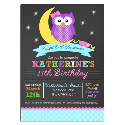 Night Owl Pajama Party Invitation