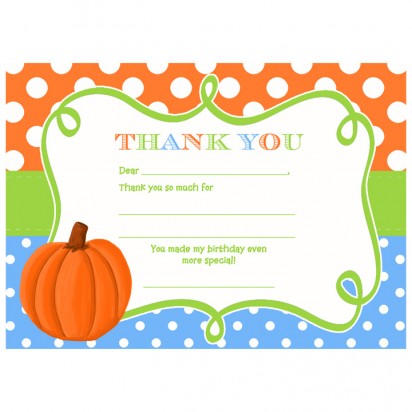 Pumpkin Party Thank You Notes by That Party Chick