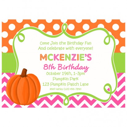 Pumpkin Party Invitation - Pretty Pink Pumpkin