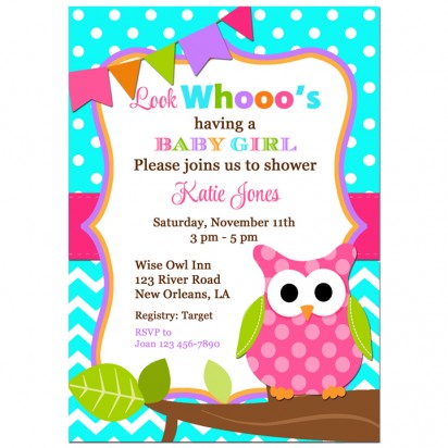 Owl Baby Shower Invitation - Pink Lil' Owl Collection