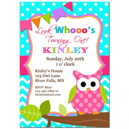 Owl Party Invitation - Pink Lil' Owl Collection