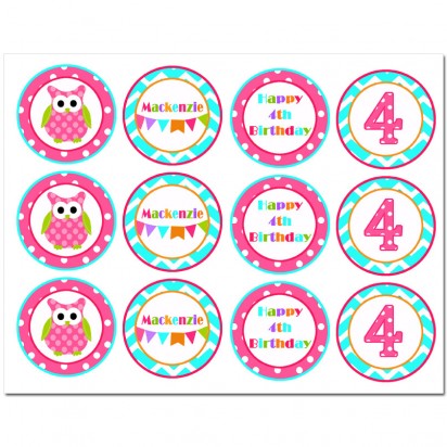 Owl Cupcake Toppers - Pink Lil' Owl