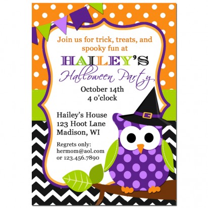 Owl Witch Halloween Invitation
