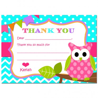 Owl Thank You Notes - Pink Lil' Owl 