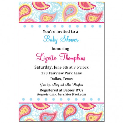 Paisley Blue Damask Invitation