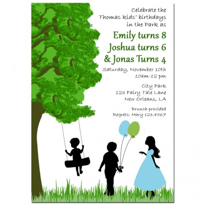 Sibling Birthday in the Park Invitation