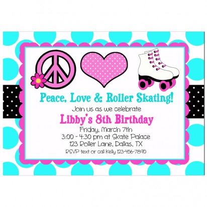 Peace, Love, and Roller Skating Invitation