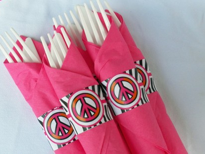 Hot Pink Zebra Peace Sign Napkin Rings - Chic Peace Collection
