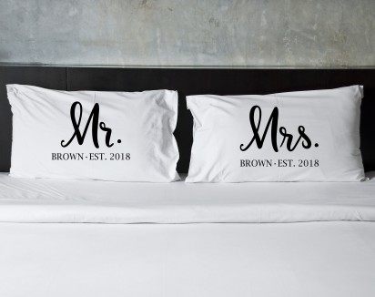 Personalized Mr. and Mrs. Name Pillow Case