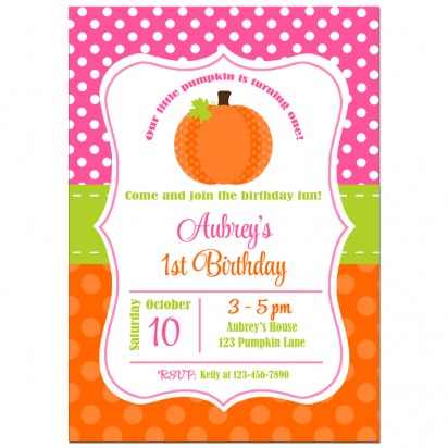 Pink and Orange Pumpkin Party Invitation