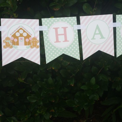 Gingerbread House "Happy Birthday" Banner