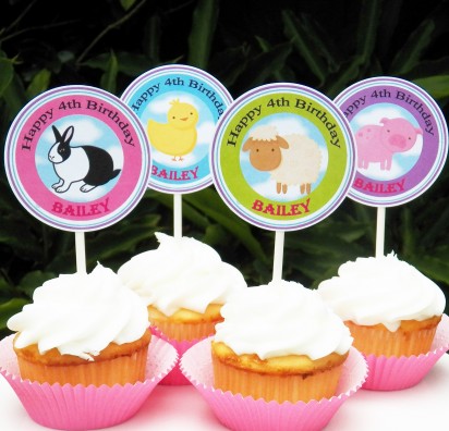 Barnyard Farm Animals Cupcake Toppers