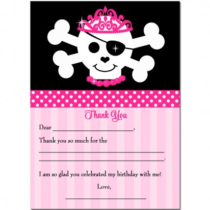Pirate Princess Thank You Notes - Tiara Sparkle Pirate 