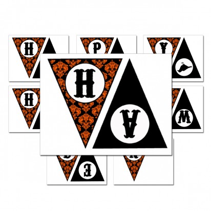 "Happy Halloween" Party Banner - Vintage Stroller Orange