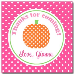 Pink and Orange Pumpkin Personalized Favor Tags - Pink and Orange My Little Pumpkin Collection
