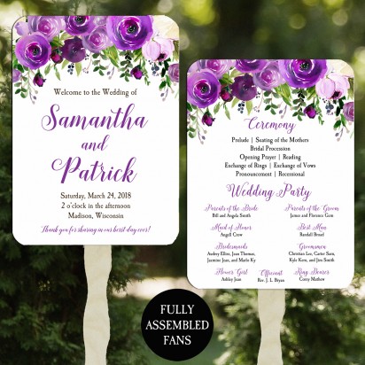 Wedding Program Fans Purple Majestic 