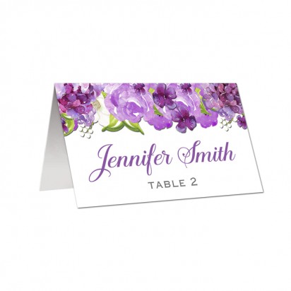 Purple Floral Place Cards Escort Cards