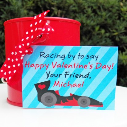 Valentine Race Car 2.5" Tags Personalized