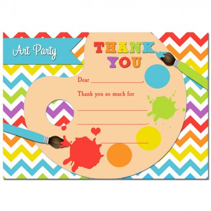 Painting Art Party Thank You Notes - Rainbow Paint Collection