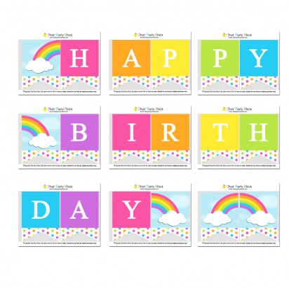 Pink Rainbow Happy Birthday Banner 